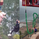 Imagen para el artículo titulado Un parque temático chino lanza un cerdo con capa para hacer puenting antes de sacrificarlo